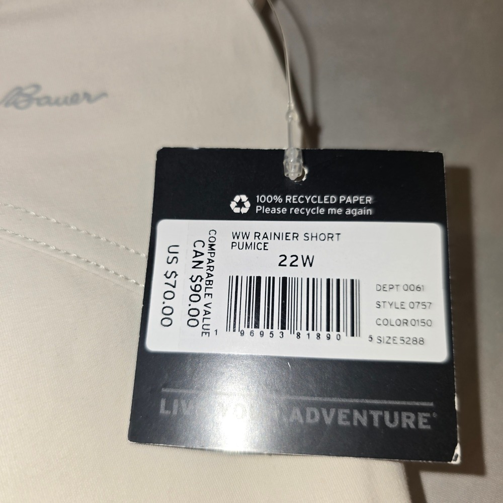 Eddie Bauer Rainier Shorts 22W Womens Pumice Beige Stretch Hiking UPF 50 2023 - Picture 7 of 10